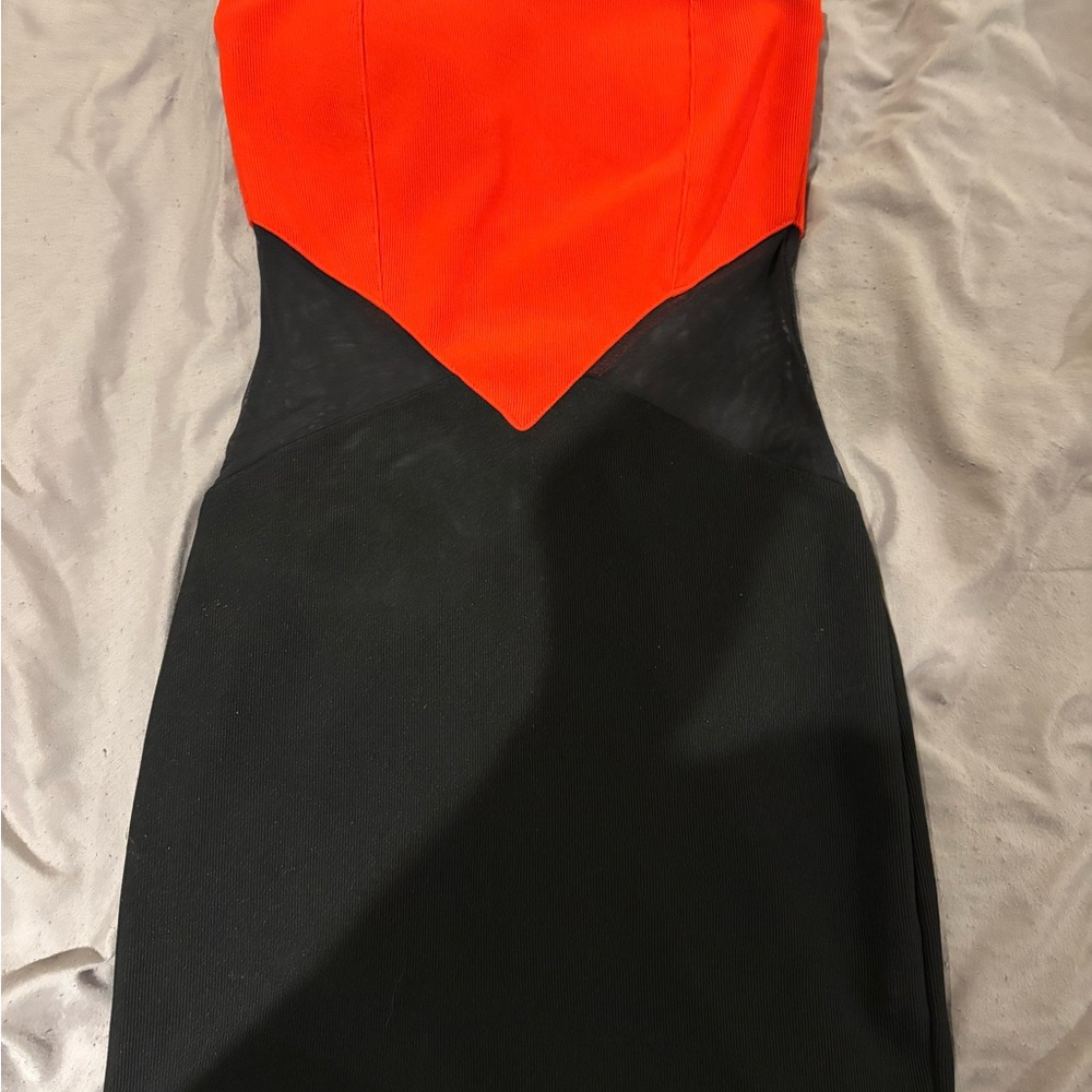 Elegant Red and Black Strapless Dress